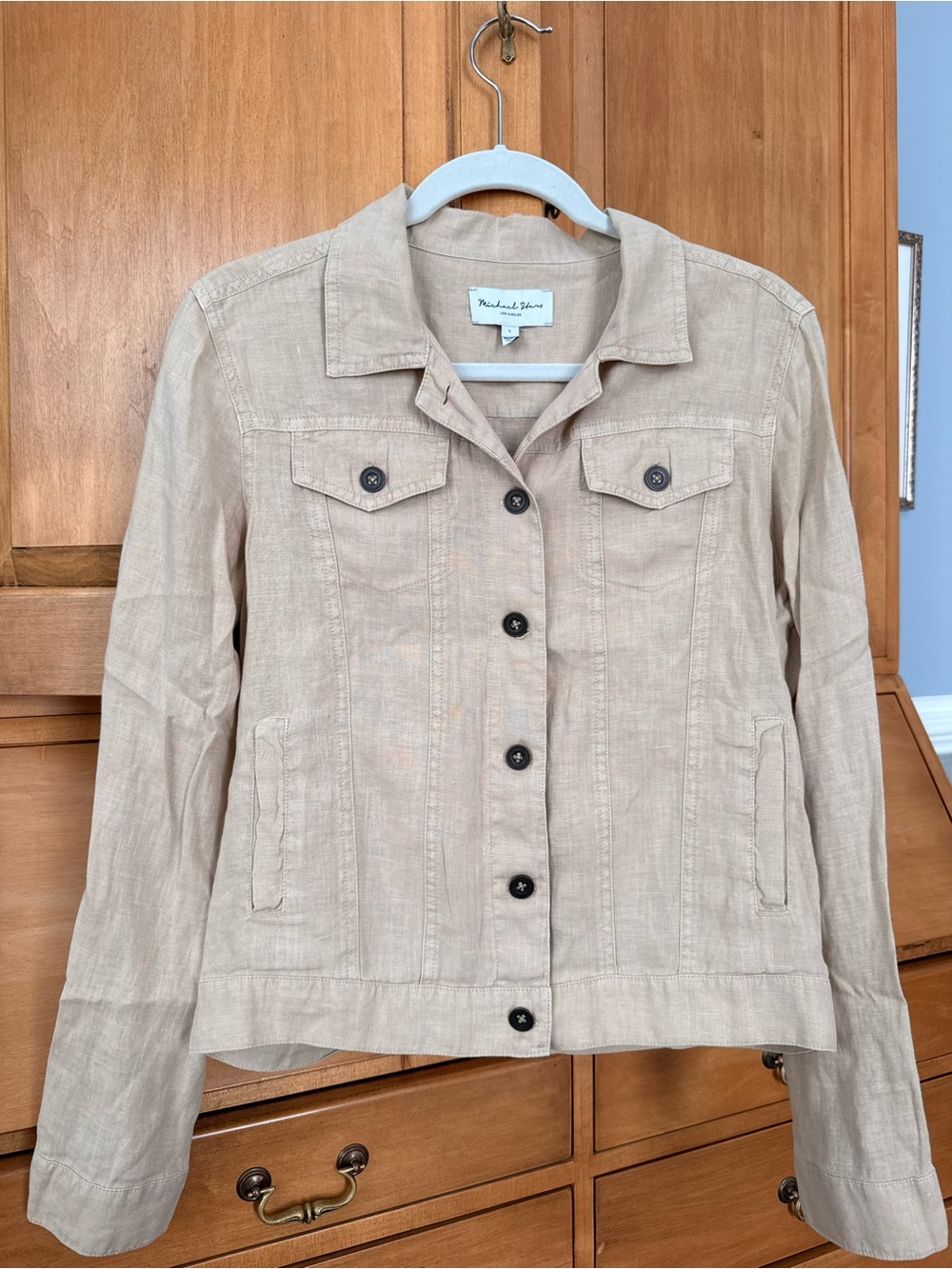 Michael Stars Beige 100% Linen Jacket L